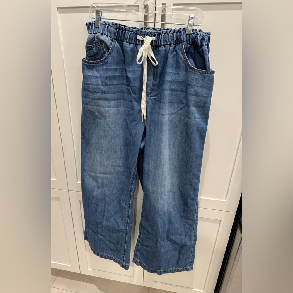 Ladies XL Blue Drawstring Jeans